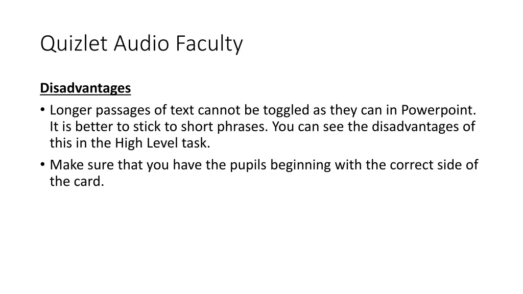 quizlet audio faculty