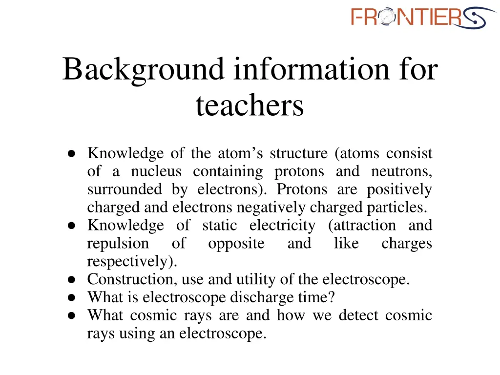 background information for teachers