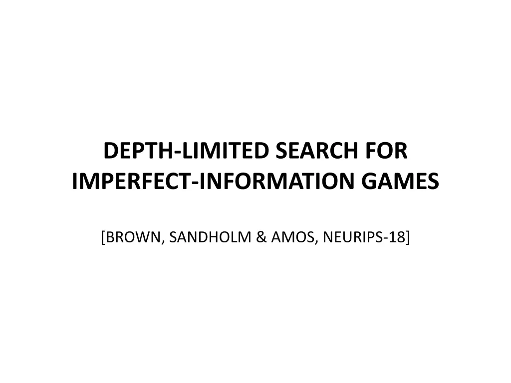 depth limited search for imperfect information