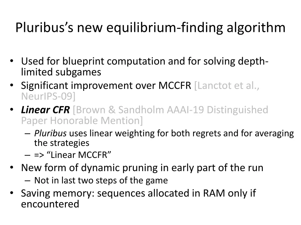 pluribus s new equilibrium finding algorithm