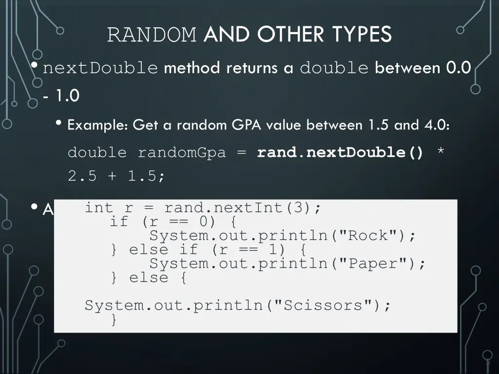 random and other types nextdouble method returns