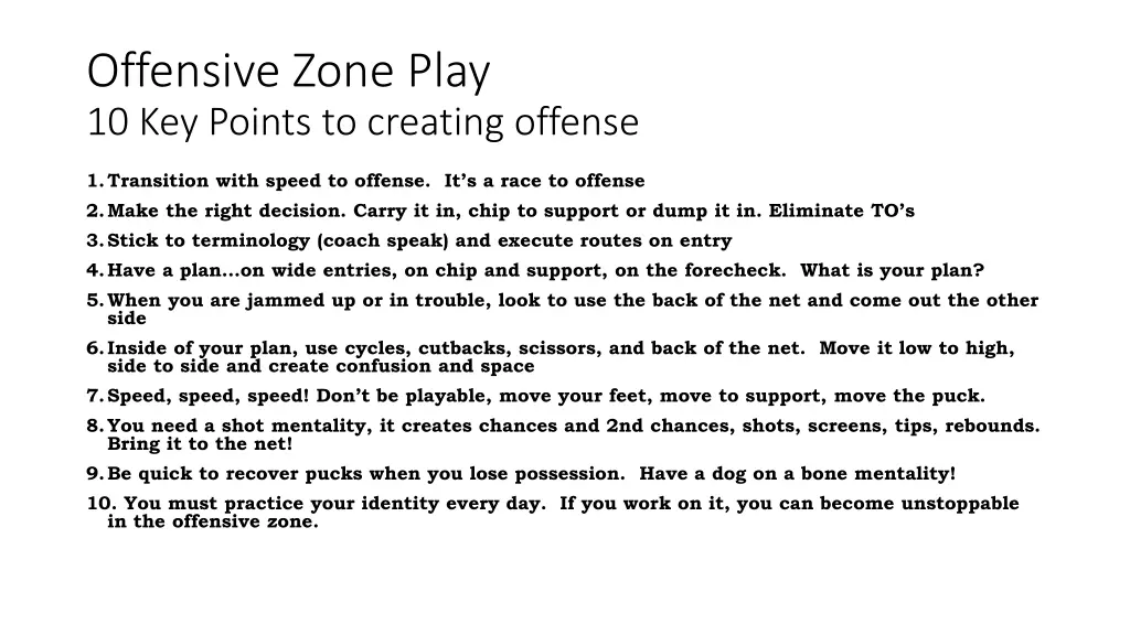 offensive zone play 10 key points to creating