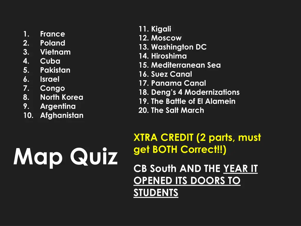 11 kigali 12 moscow 13 washington dc 14 hiroshima