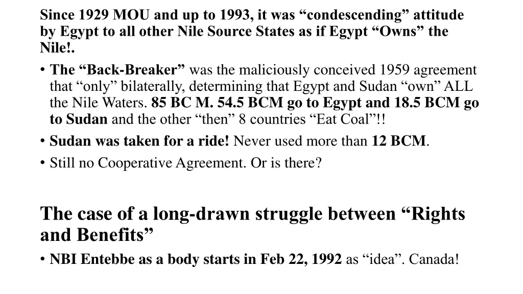 since 1929 mou and up to 1993