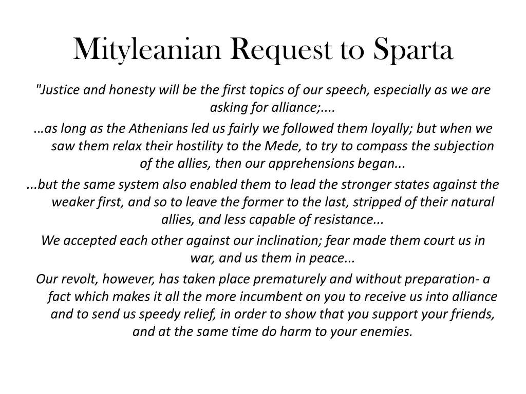 mityleanian request to sparta