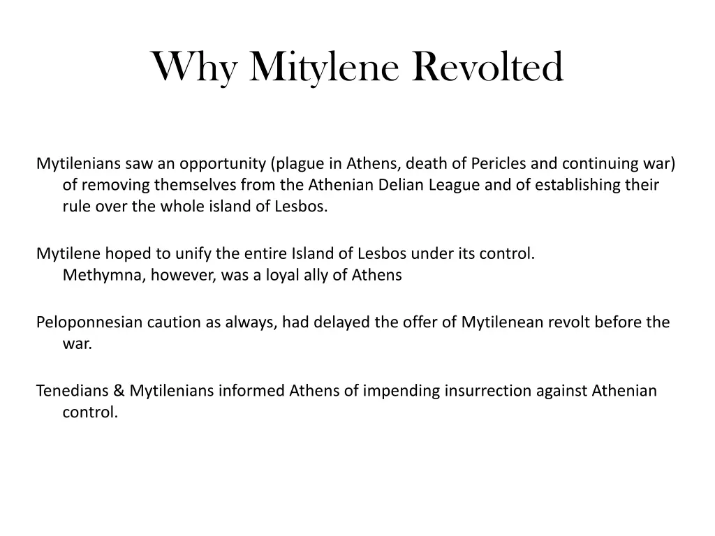 why mitylene revolted