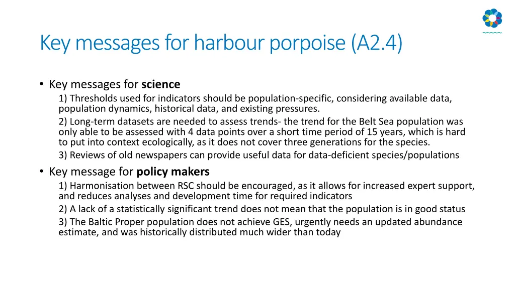 key messagesfor harbour porpoise a2 4