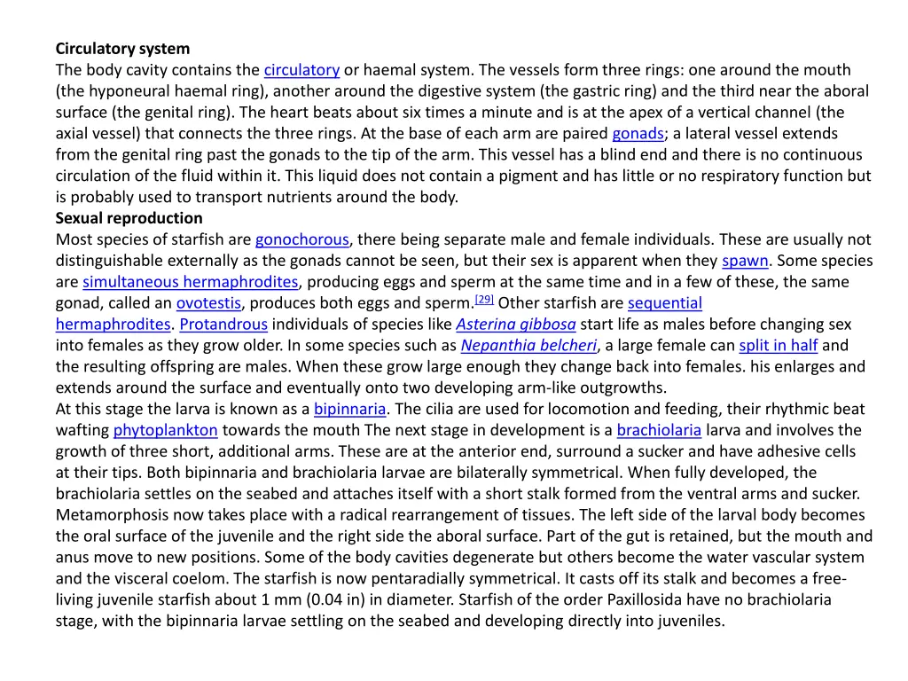 circulatory system the body cavity contains