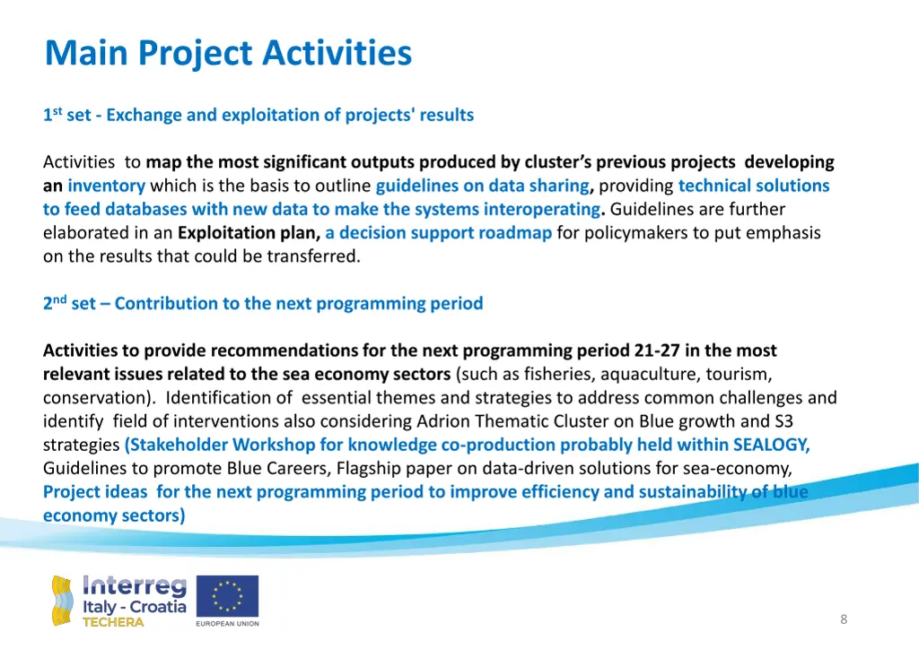 main project activities