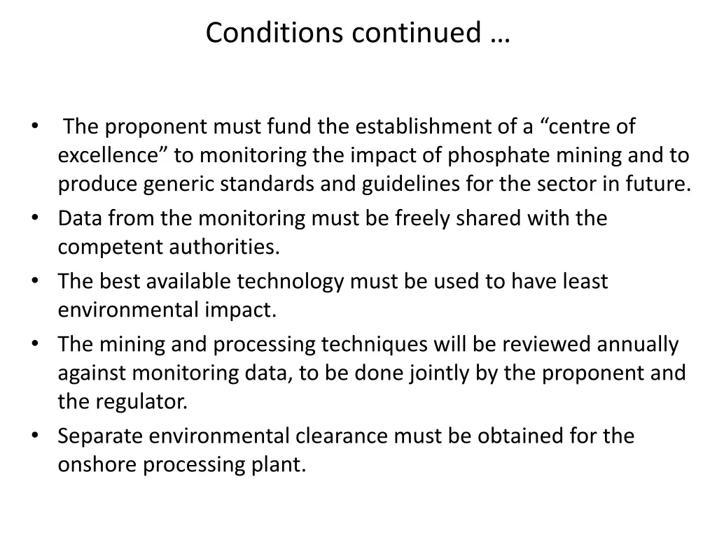 conditions continued