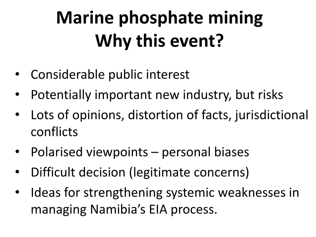 marine phosphate mining why this event