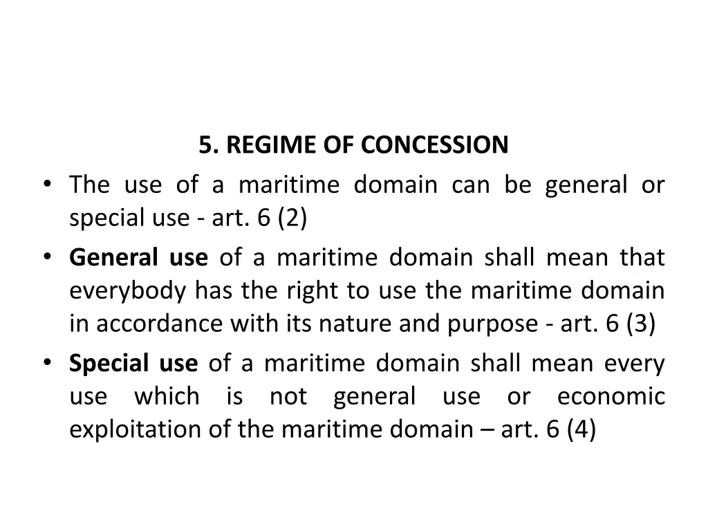 5 regime of concession