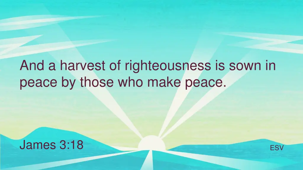 and a harvest of righteousness is sown in peace