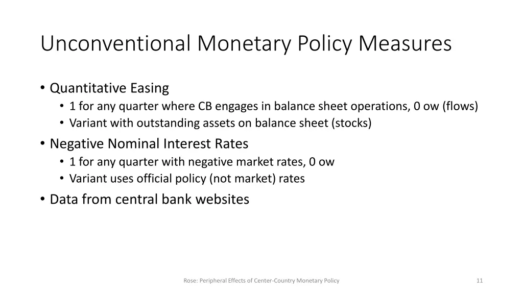 unconventional monetary policy measures