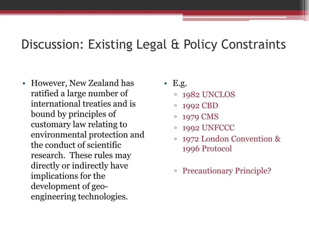 discussion existing legal policy constraints 1