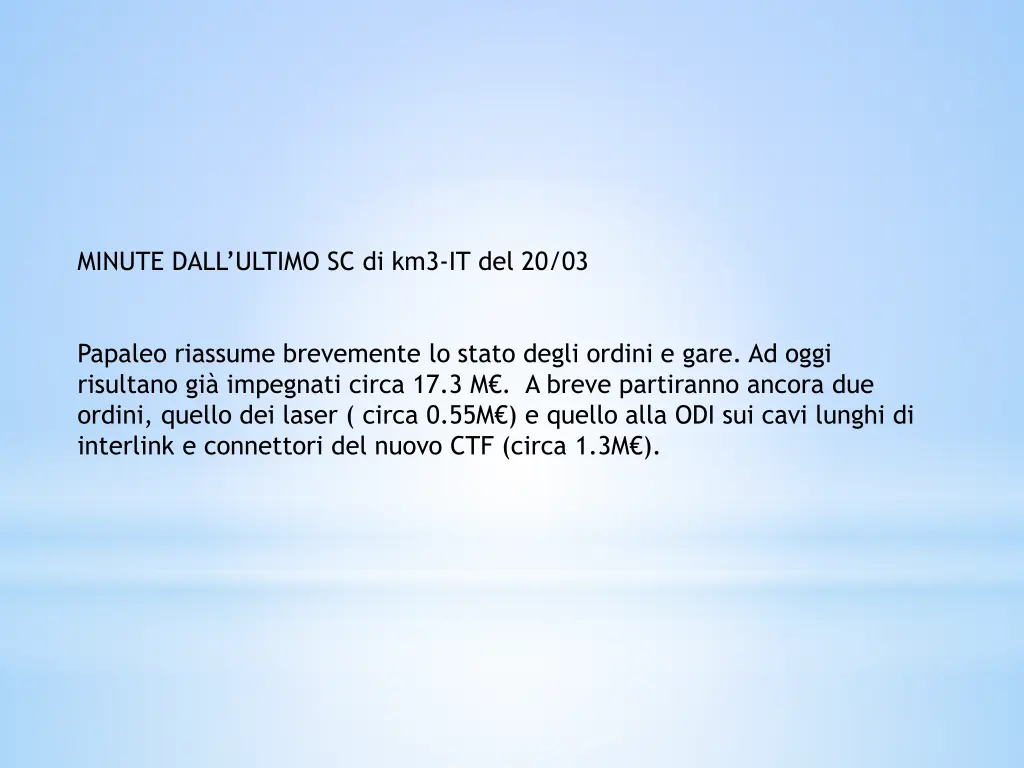 minute dall ultimo sc di km3 it del 20 03