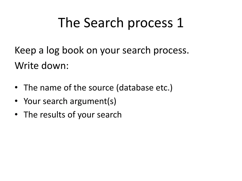 the search process 1