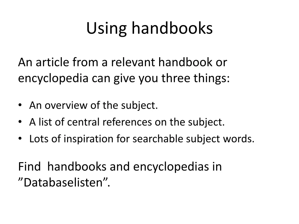 using handbooks