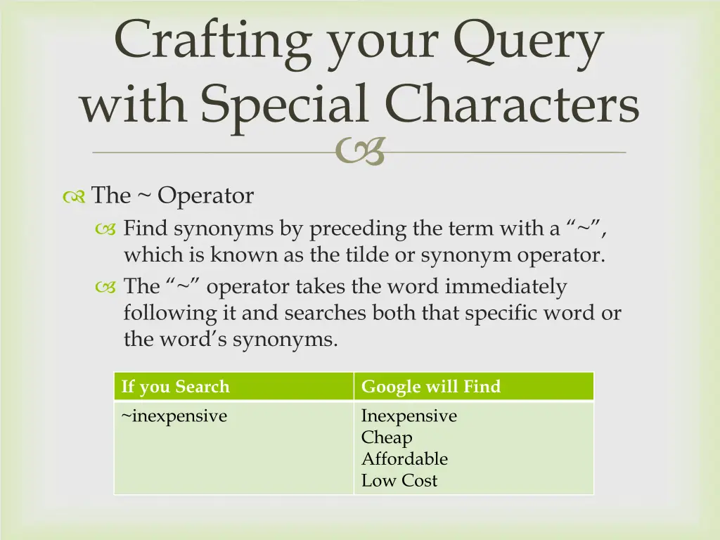 crafting your query with special characters 2