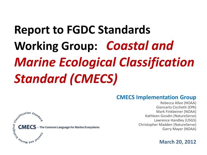 report to fgdc standards working group coastal