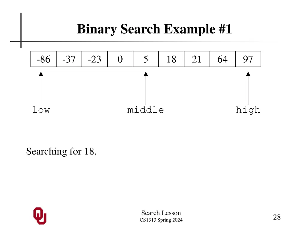 binary search example 1