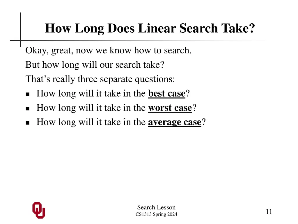 how long does linear search take