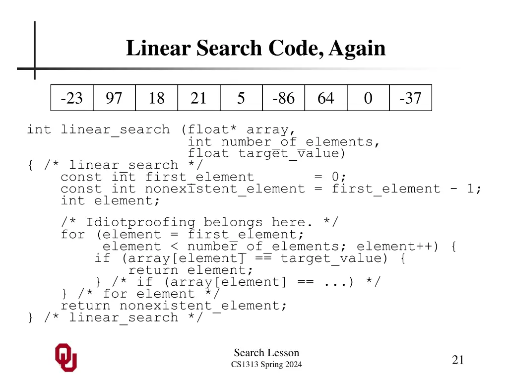 linear search code again