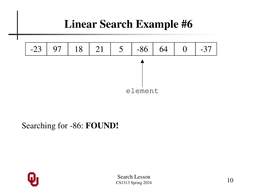 linear search example 6