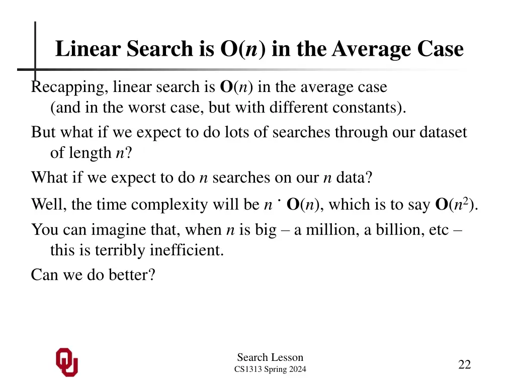 linear search is o n in the average case