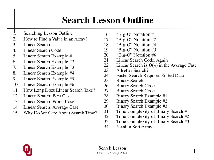 search lesson outline