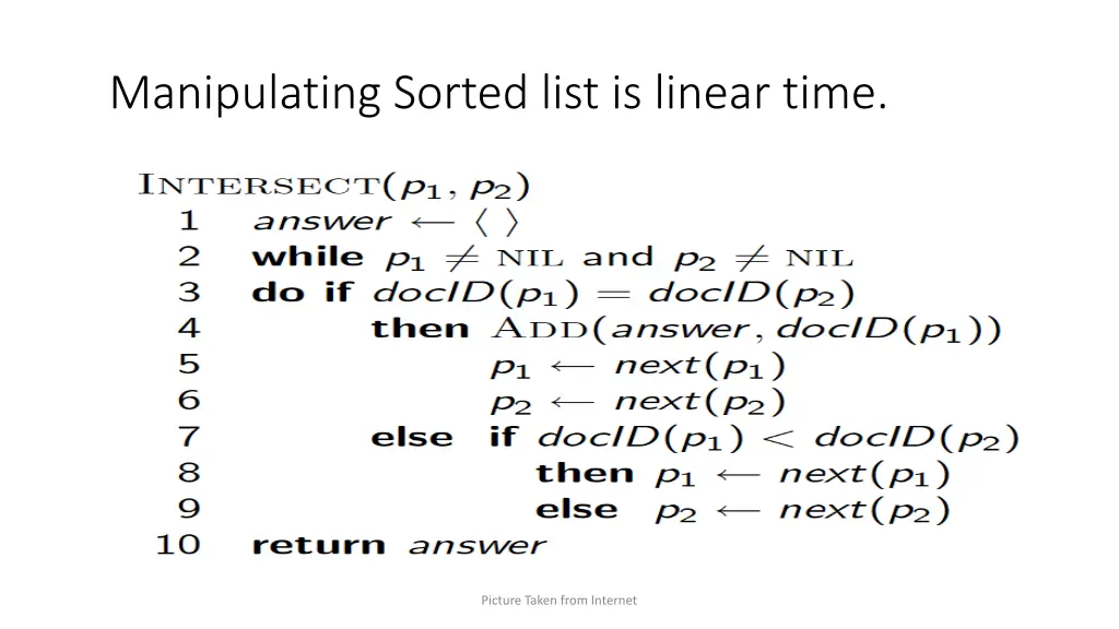 manipulating sorted list is linear time