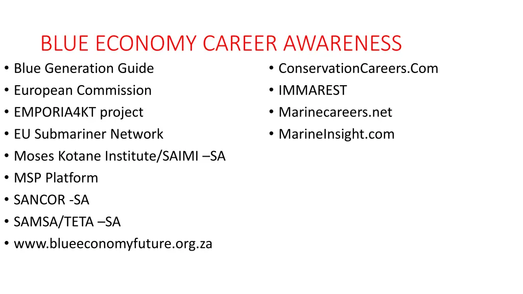 blue economy career awareness blue generation