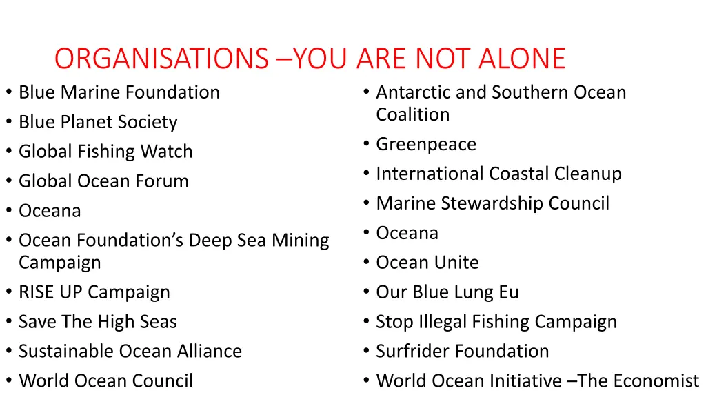 organisations you are not alone blue marine