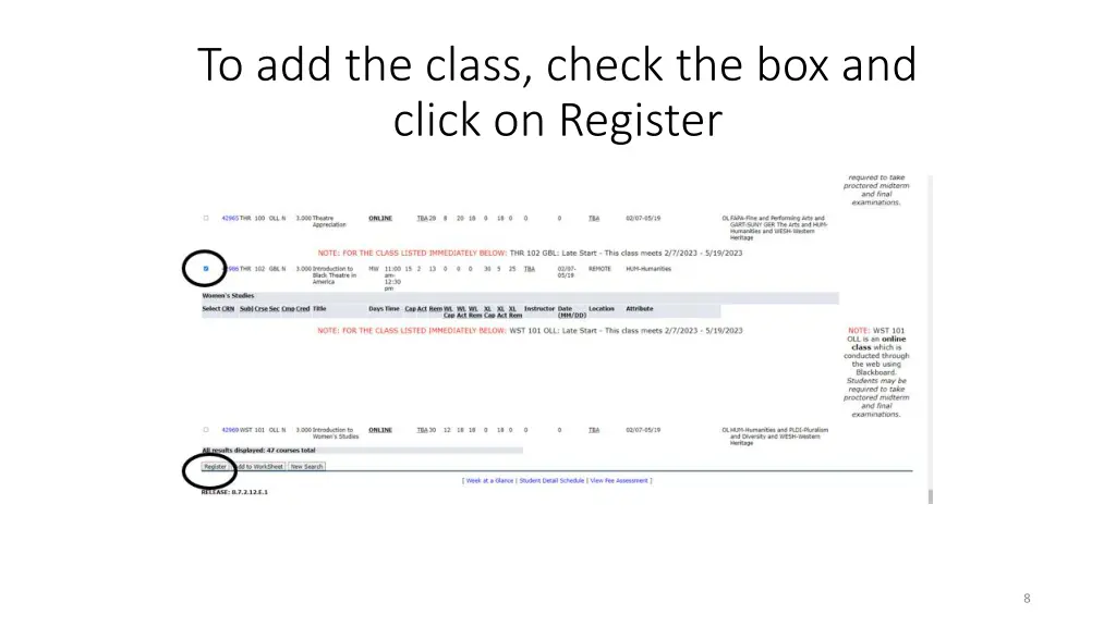 to add the class check the box and click