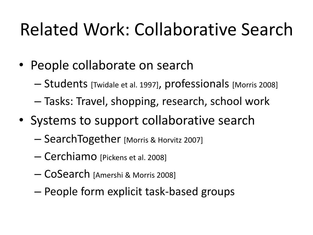 related work collaborative search