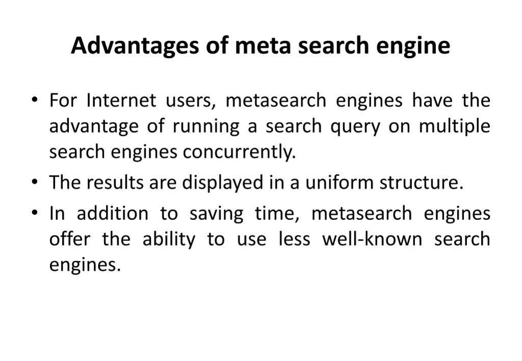 advantages of meta search engine