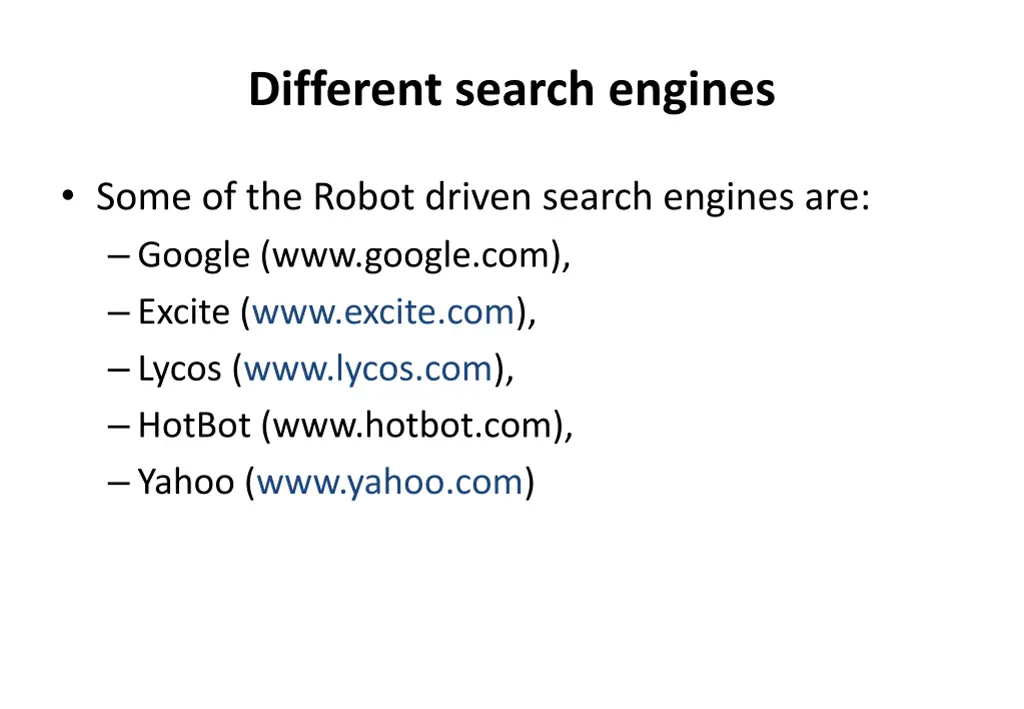 different search engines