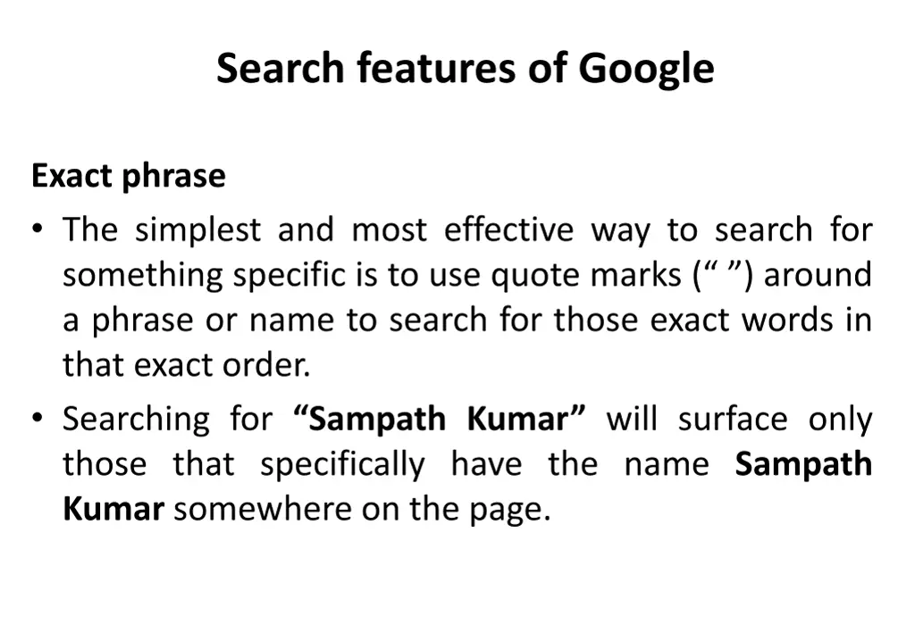 search features of google