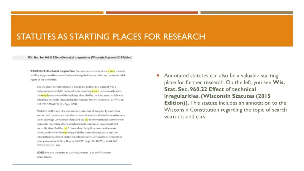 statutes as starting places for research