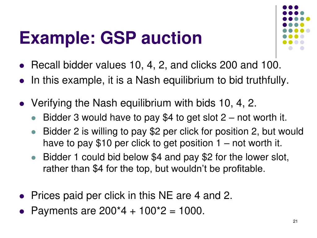 example gsp auction