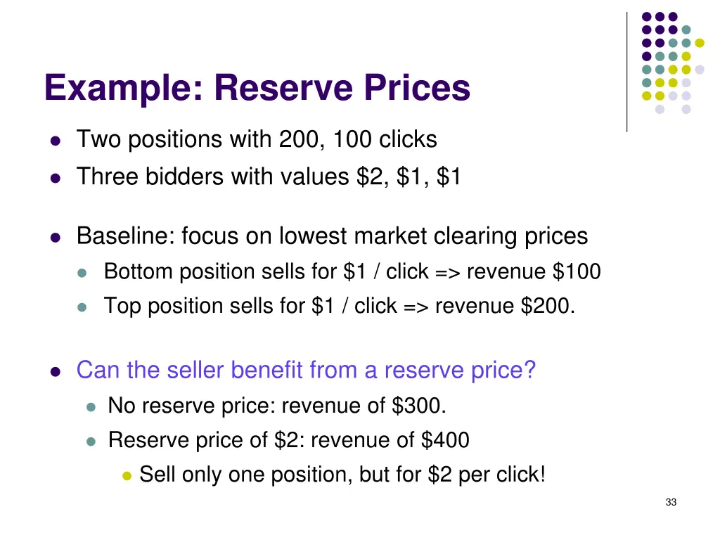 example reserve prices