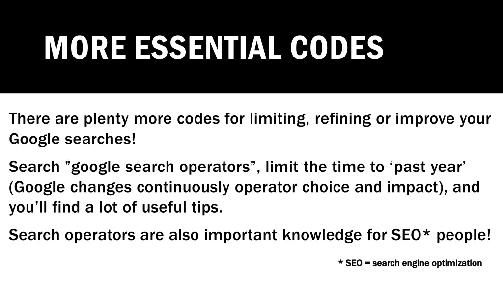 more essential codes