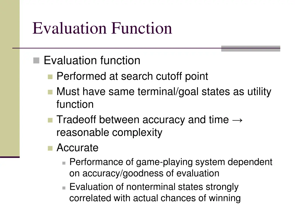 evaluation function