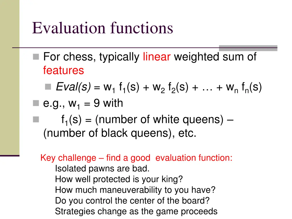 evaluation functions