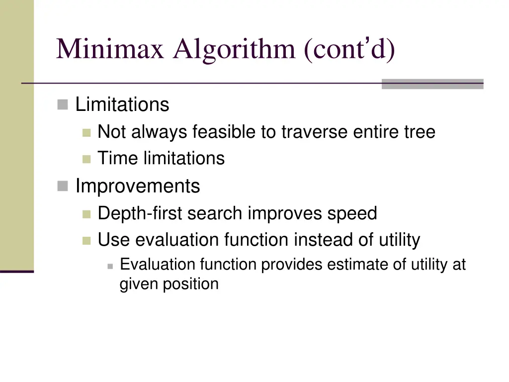 minimax algorithm cont d 7