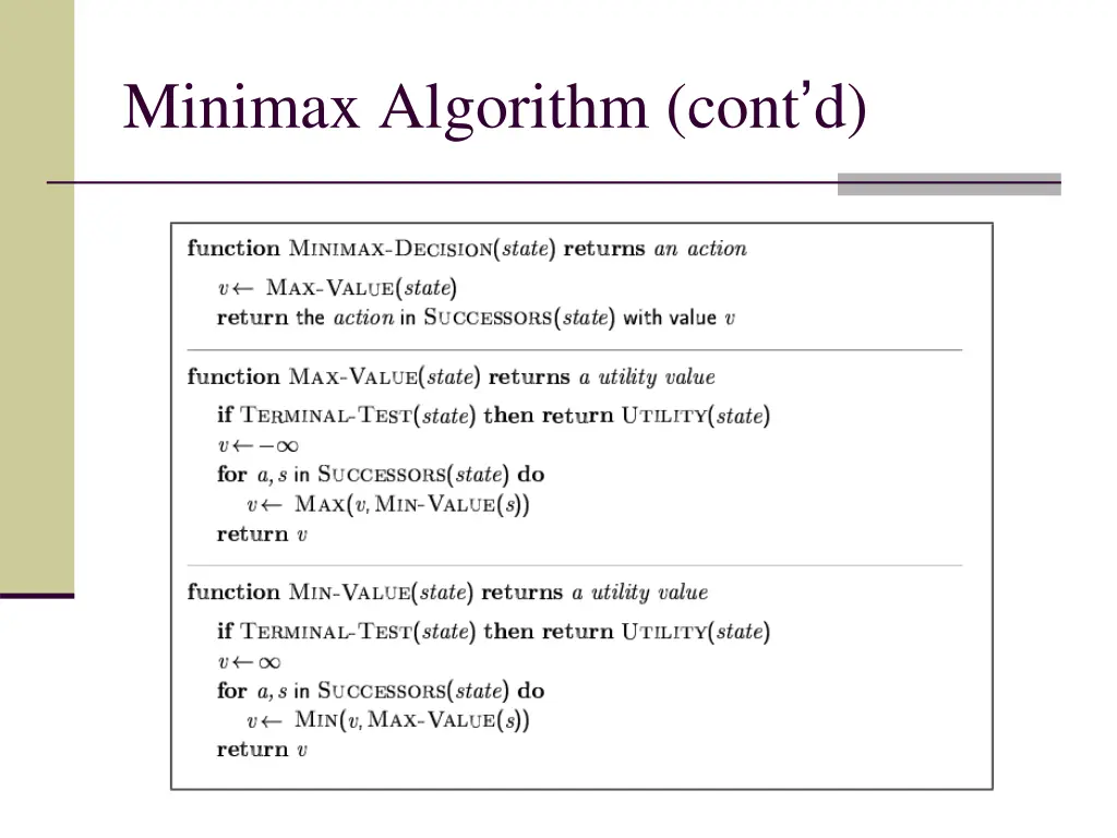 minimax algorithm cont d