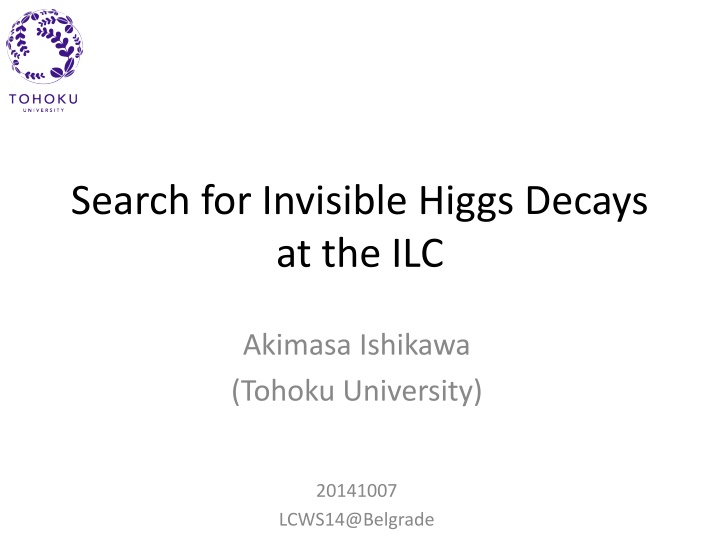 search for invisible higgs decays at the ilc