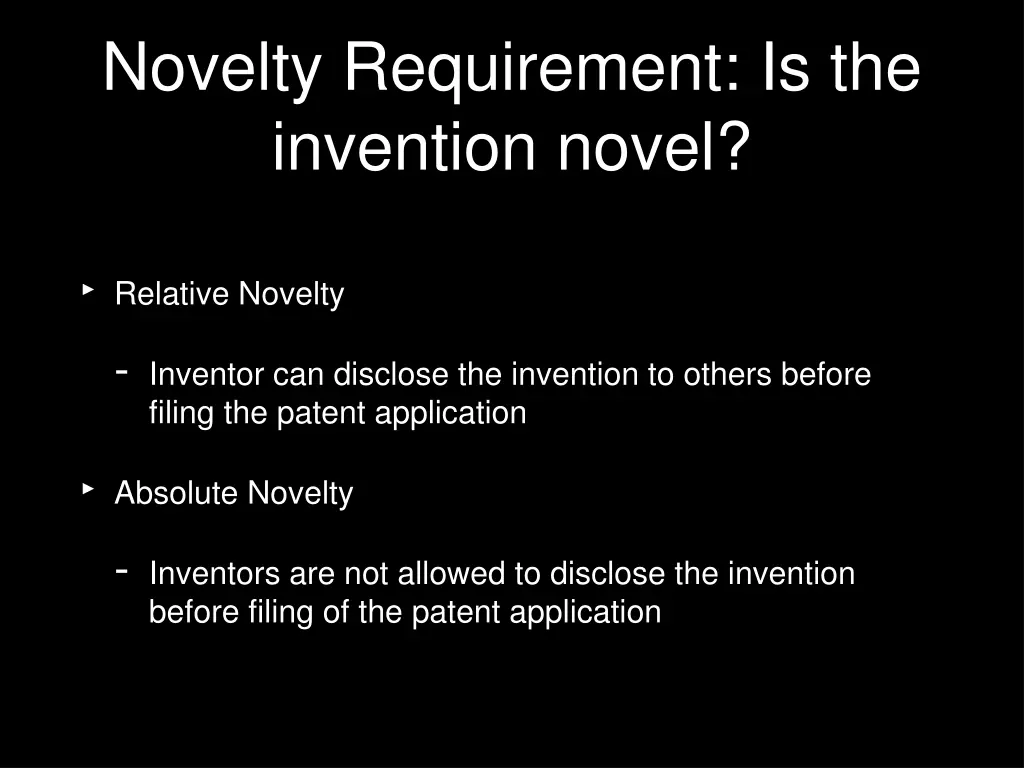 novelty requirement is the invention novel