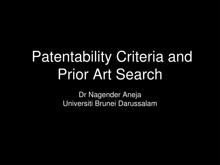 patentability criteria and prior art search