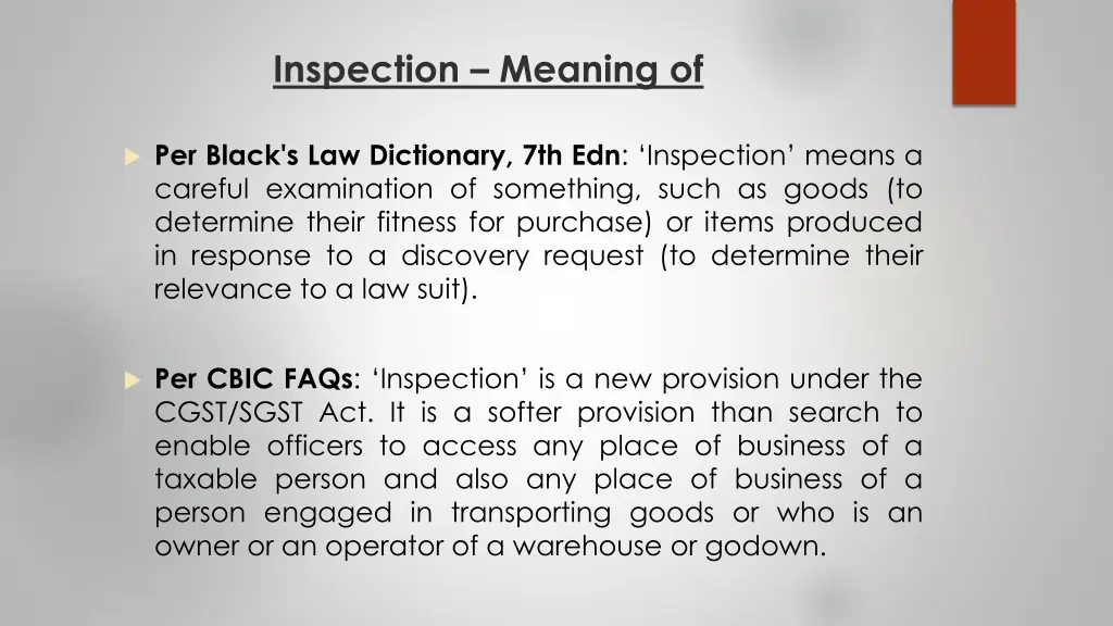 inspection meaning of